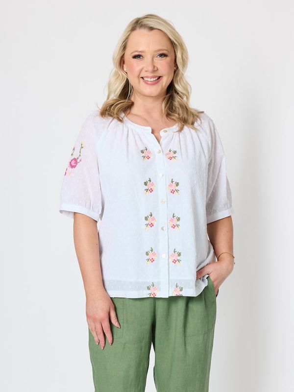 Gordon Smith - Desert Rose Embroidered Top / White 49605