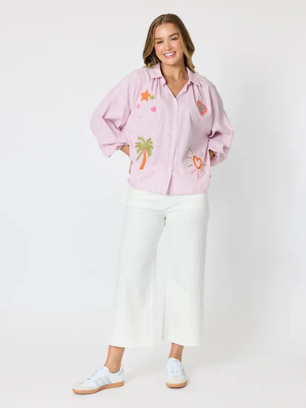 Threadz - The Palms Embroidered Shirt / Musk White 49619