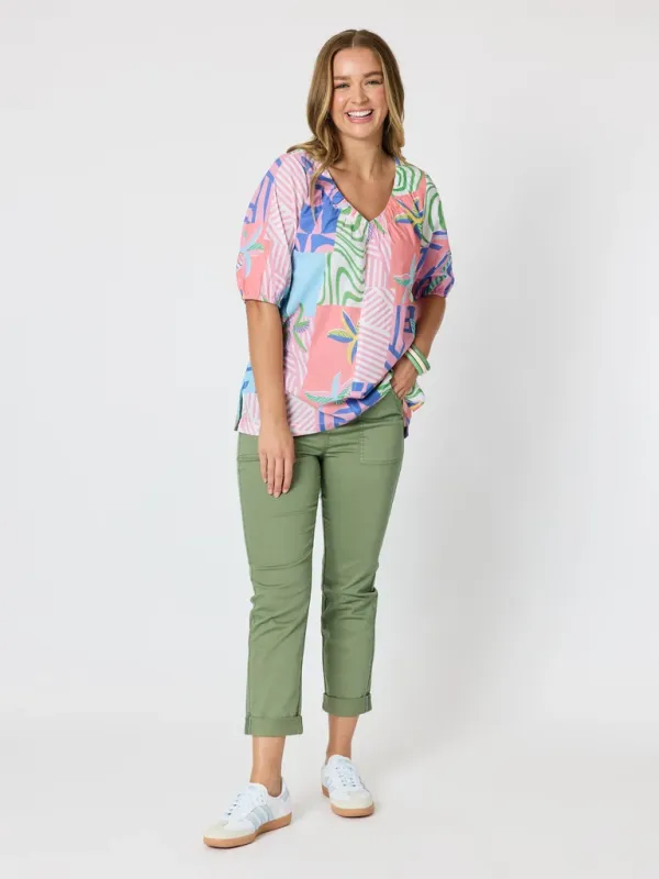 Threadz - Urban Jungle Print Top / Musk Multi 50266