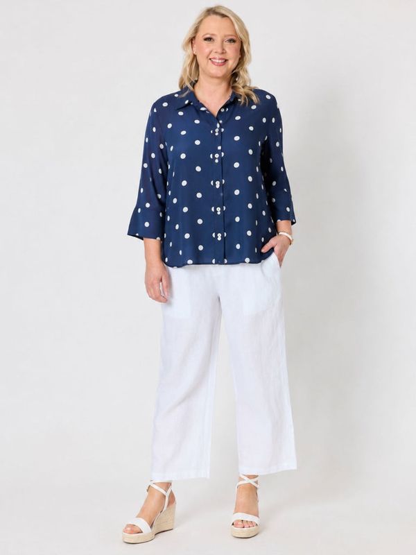 Gordon Smith - Riviera Cotton Spot Shirt / Navy/White 50328