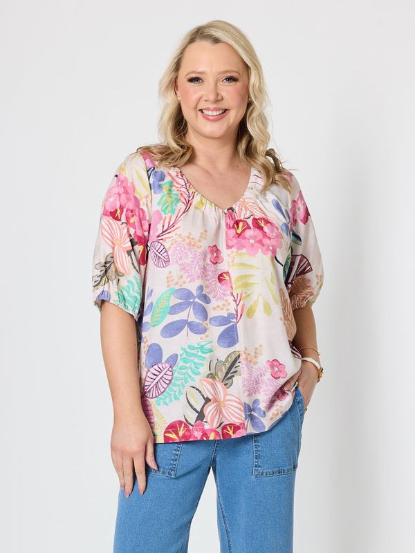 Gordon Smith - Desert Rose Floral Print Top / Pink/Multi 49480