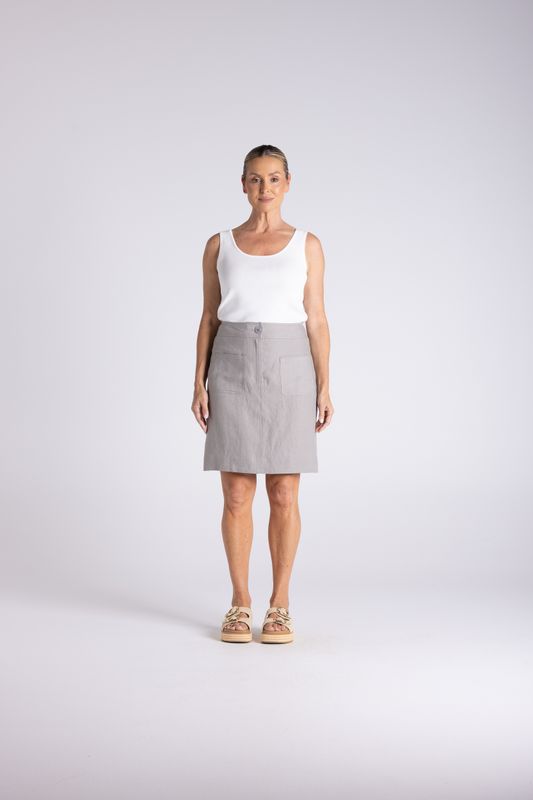 Two T’s - Tweed Linen Skirt / Dove 3441