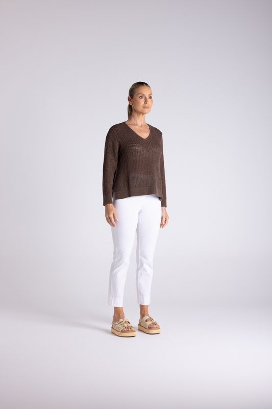 Two - T's - V Neck Tape Yarn Knit / 3404