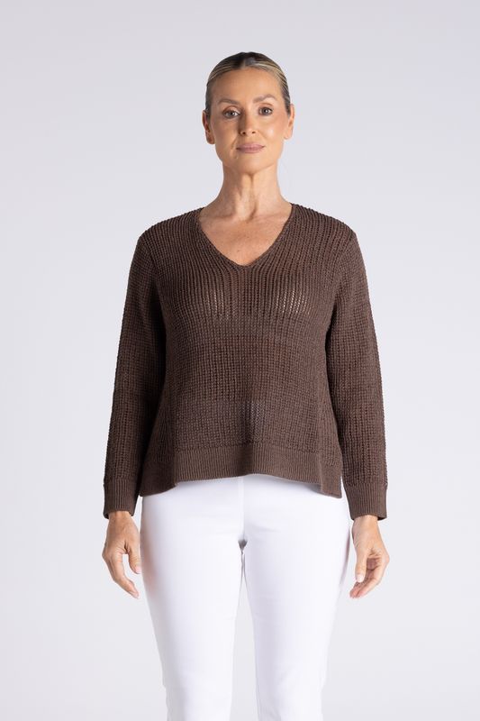 Two - T's - V Neck Tape Yarn Knit / 3404