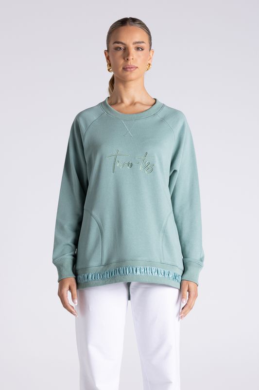 Two T's - Sweat With Satin Rouched Detail / 3423
