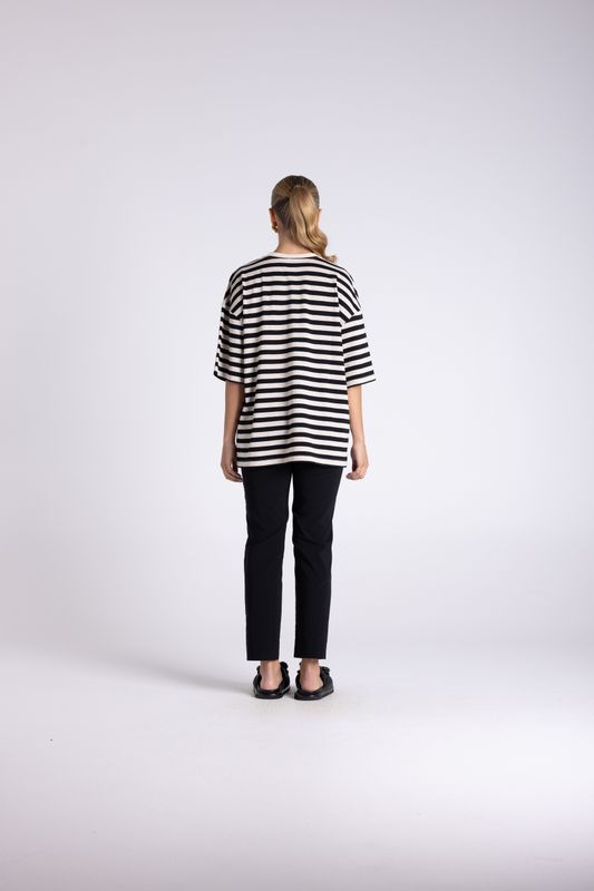 Two T's - Striped Over Sized T-Shirt / 3434