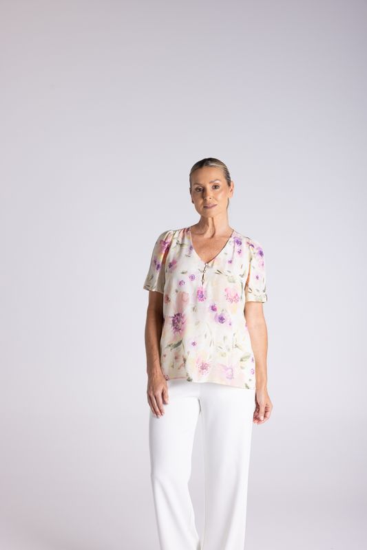 Two T's - Pansy Print Top / 3473