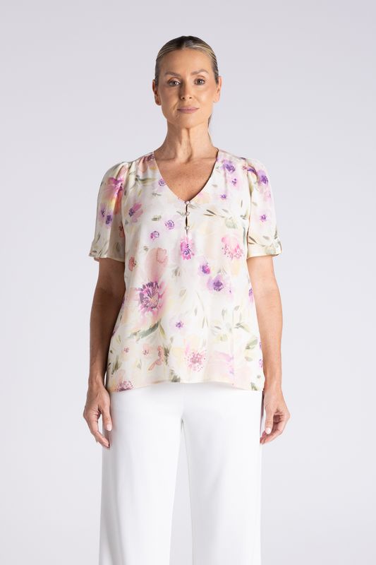 Two T's - Pansy Print Top / 3473