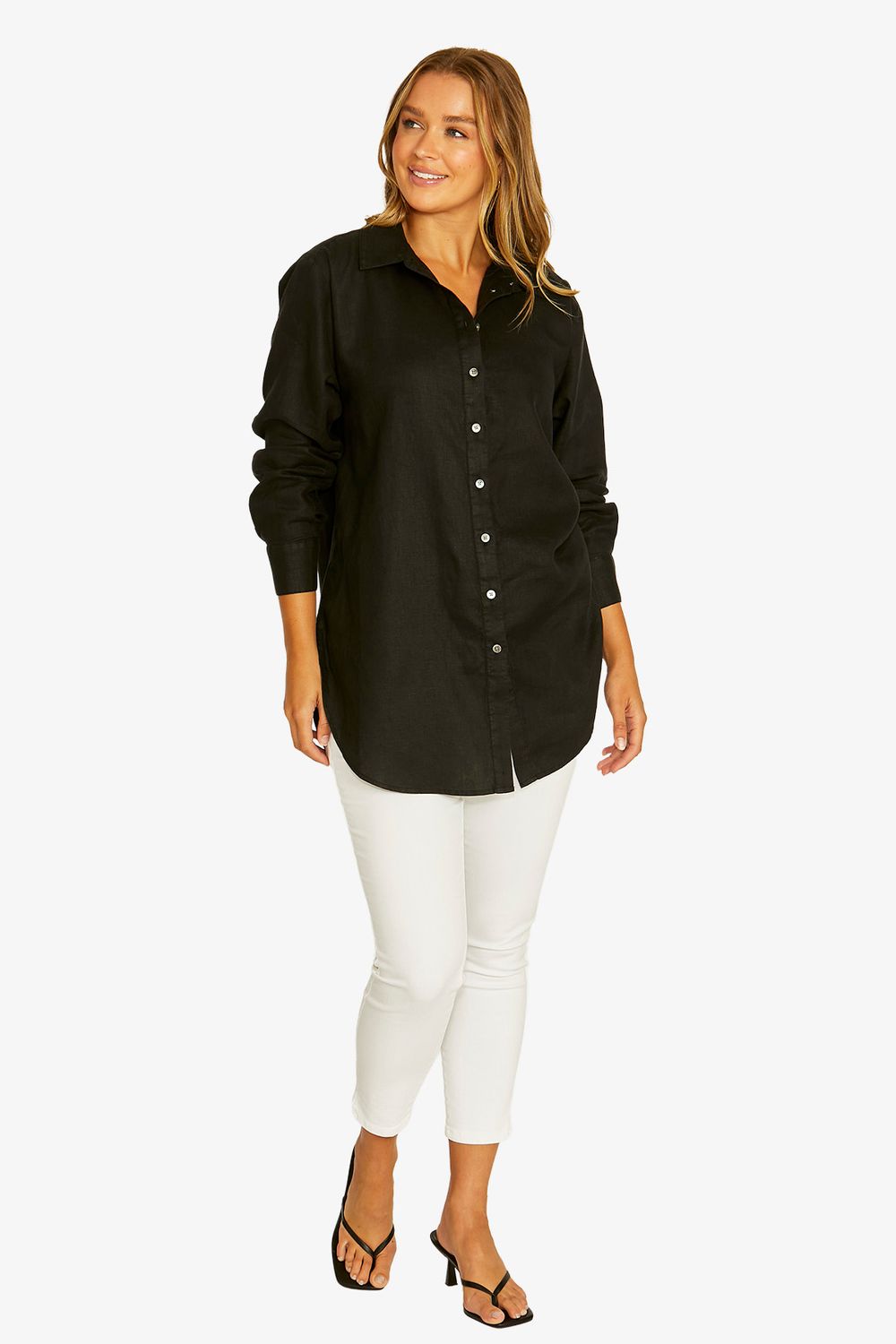 Jump - Rouched Side Tunic Shirt / Black 616J5111A