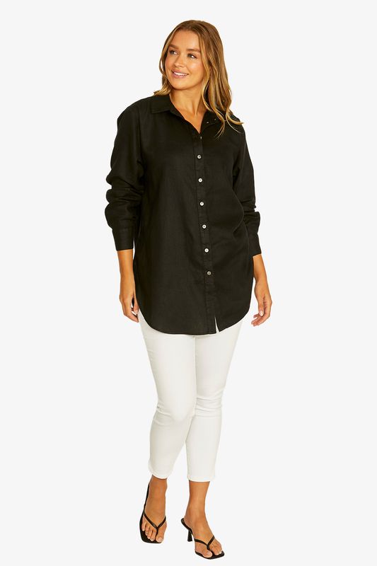 Jump - Rouched Side Tunic Shirt / Black 616J5111A