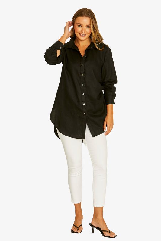 Jump - Rouched Side Tunic Shirt / Black 616J5111A