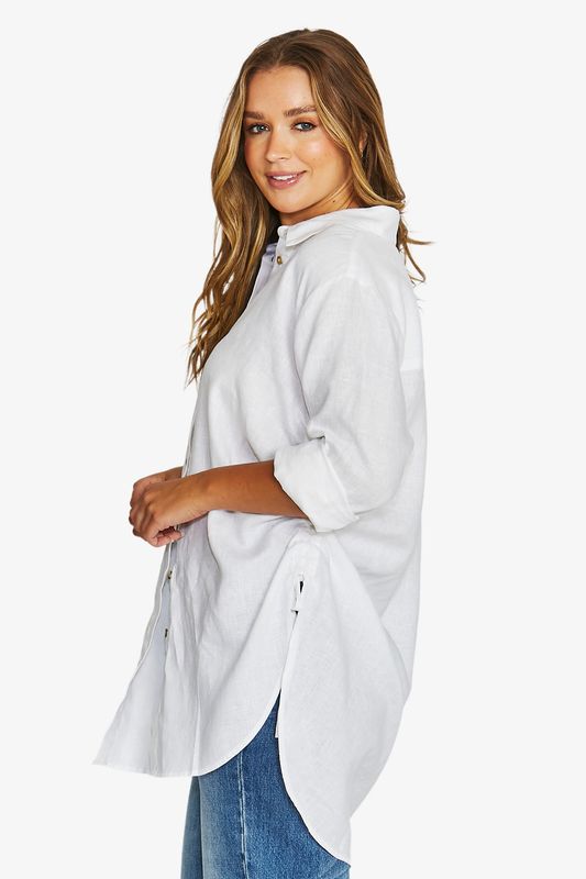 Jump - Rouched Side Tunic Shirt / White 616J5111A