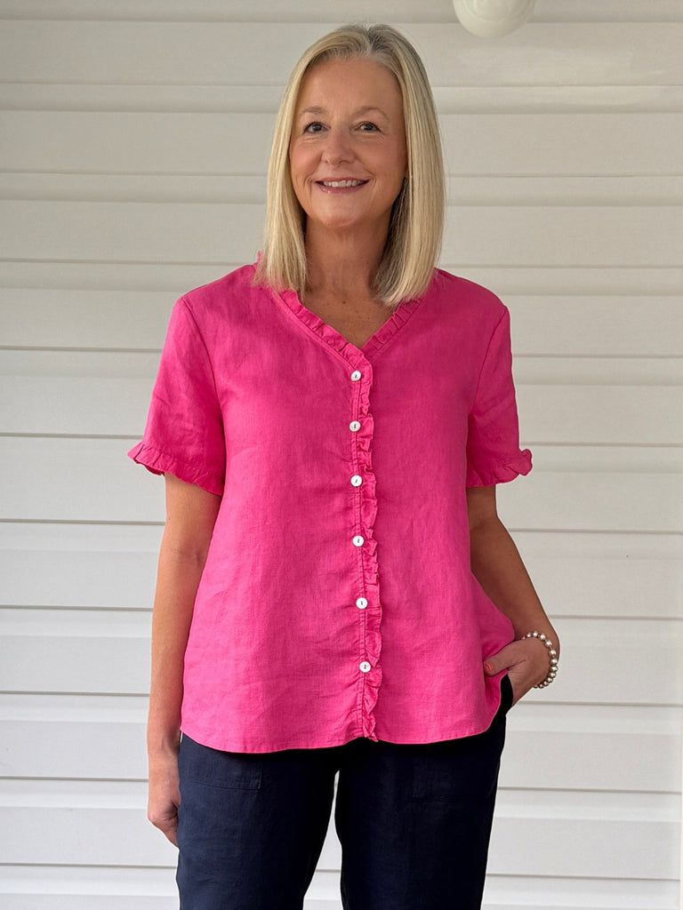 Gordon Smith - Audrey Linen Shirt / Raspberry 49440