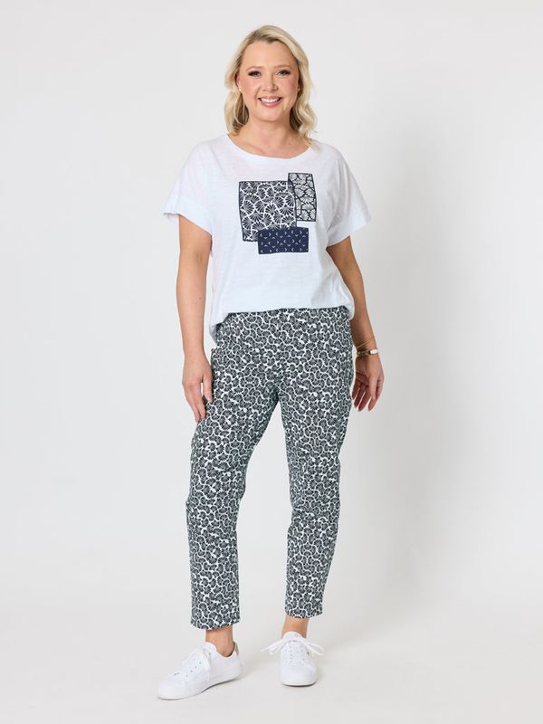 Gordon Smith - Oasis Print Slim Leg Pant / Navy/White 49623