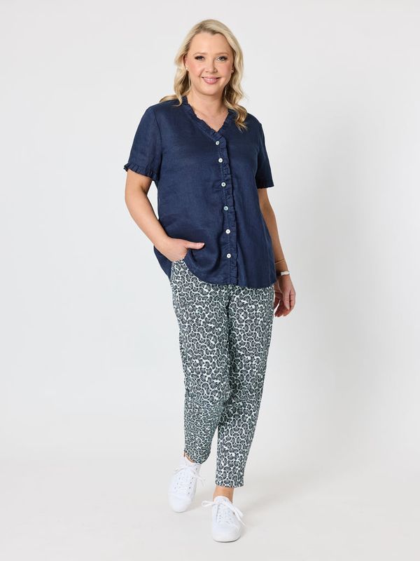 Gordon Smith - Oasis Print Slim Leg Pant / Navy/White 49623