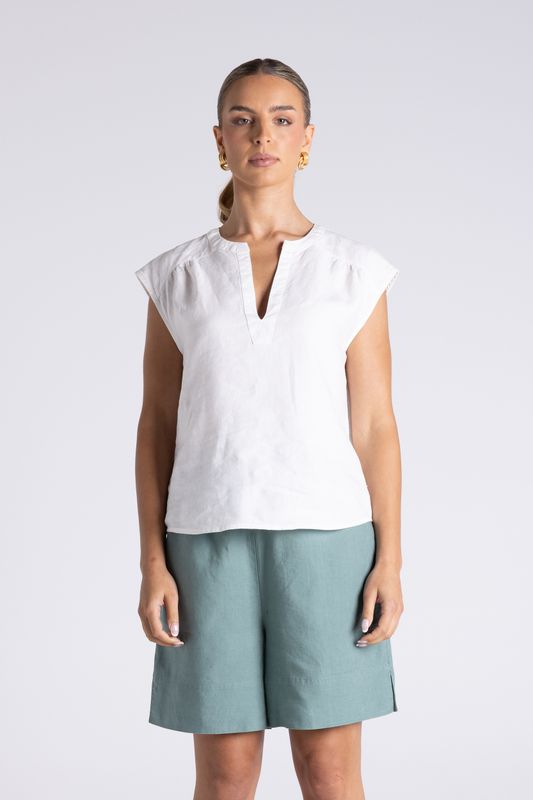 Two T's - Aria Linen Top / White 3451