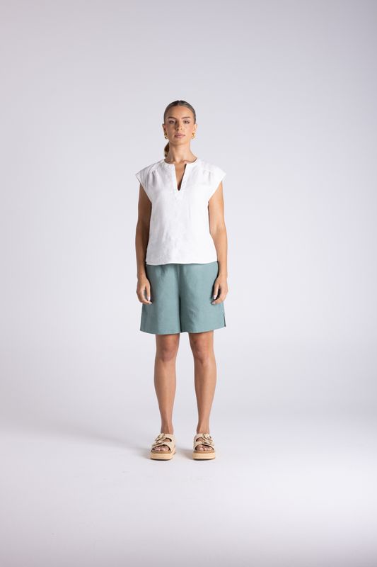 Two T's - Aria Linen Top / White 3451