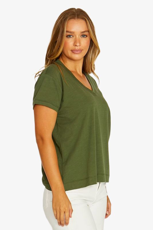 Jump - V-Neck Boxy Tee / Evergreen 61612006A