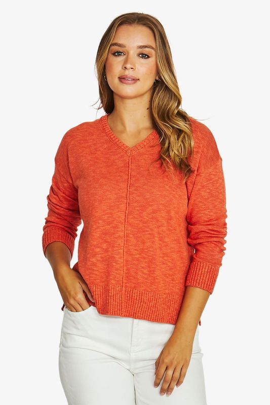 Jump - V-Neck Slub Pullover / Amber 61611002A