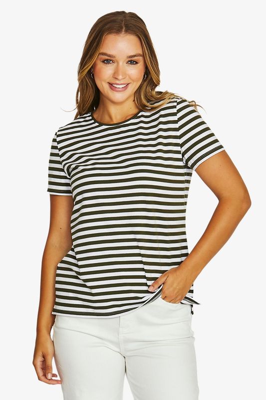 Jump - Core Stripe S/S Tee - Olive/Wht 61612030A