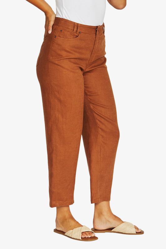 Jump - Barrel Leg Linen Jean / Chestnut 616J7103A