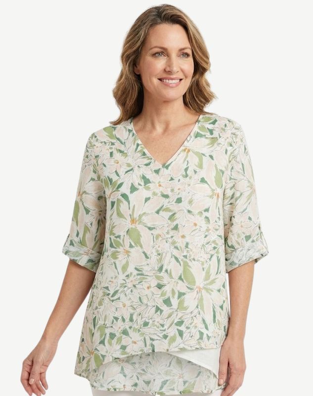 Corfu - Summer Serene Crepe Print Top / S2666600
