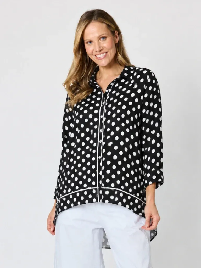 Clarity - Del Mar Spot Print Shirt - Black/White 50360