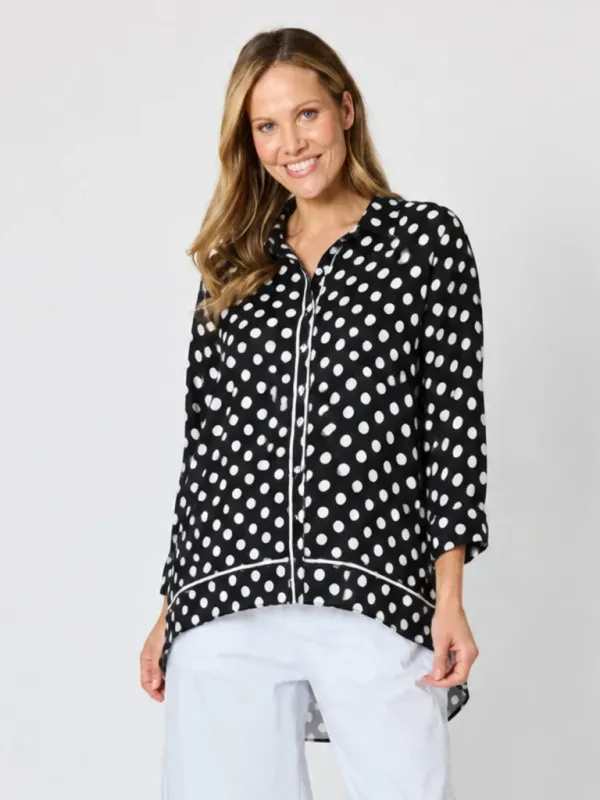 Clarity - Del Mar Spot Print Shirt - Black/White 50360