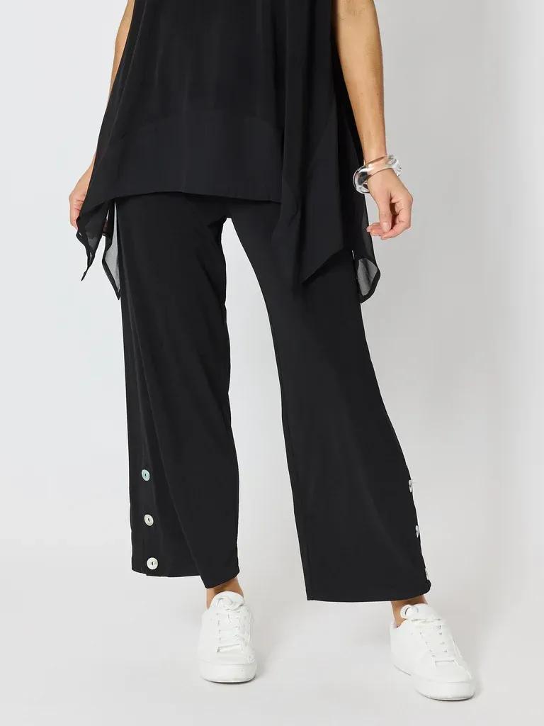 Clarity - Traveller Button Hem Pant - Black 50083