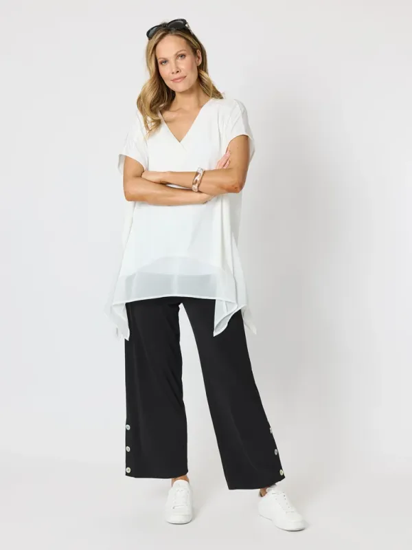 Clarity - Traveller Button Hem Pant - Black 50083