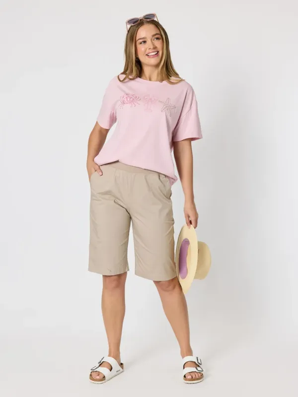 Threadz - Coastal Embroidered Tee - Musk 50093