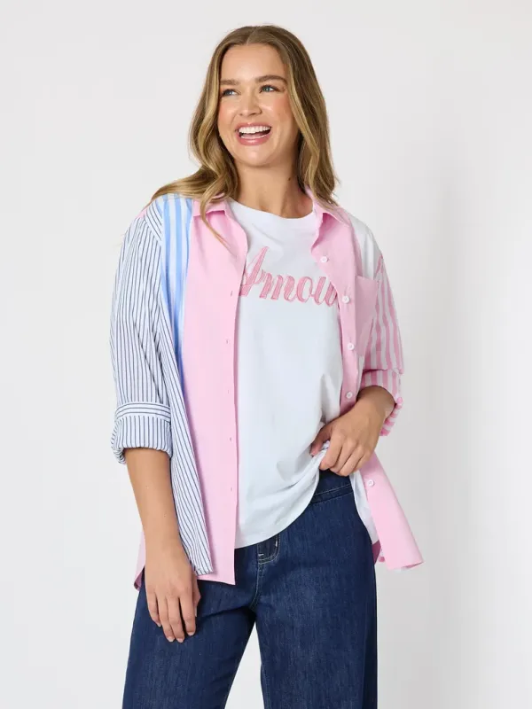 Threadz - Miramar Stripe Print Shirt - Lipstick Multi 49529