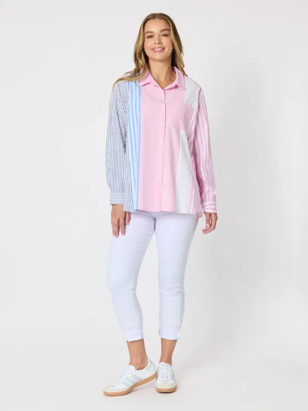 Threadz - Miramar Stripe Print Shirt - Lipstick Multi 49529