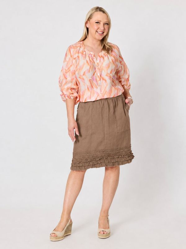Gordon Smith - Ruffle Hem Skirt - Mocha 37383