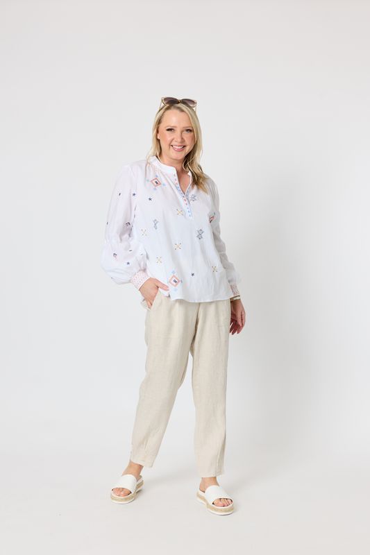Gordon Smith - Tuscan Sky Cotton Top - White Multi 50048