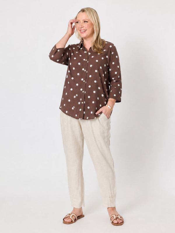 Gordon Smith - Riviera Cotton Spot Shirt - Coffee White 50328