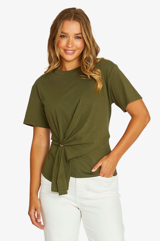 Jump - Gold Ring Detail Tee - Khaki 61612017A