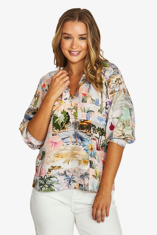 Jump - Poolside Glamour Button Top - Multi 616J3159