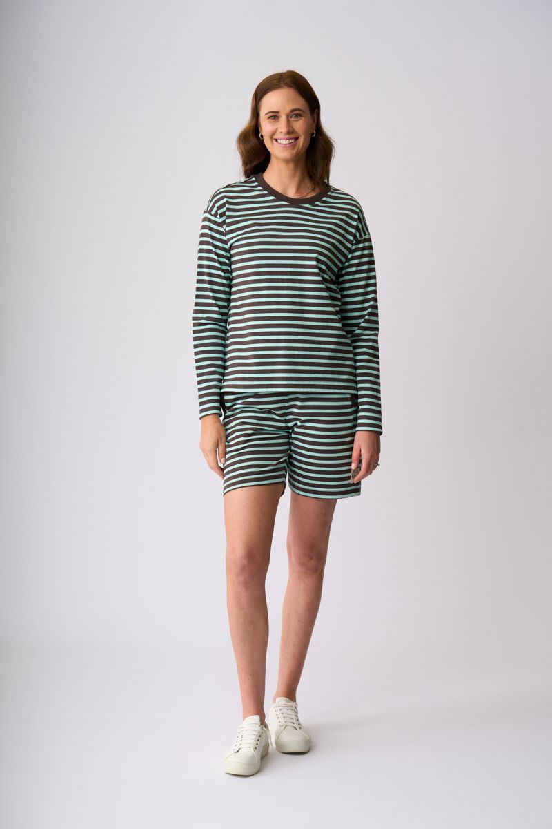 Charlie Jane - Stewart Sweater / Chocolate Seabreeze Stripe COH1108