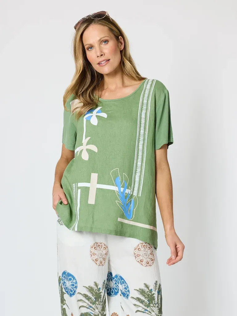 Clarity Bay Leaf Top / Fern Multi 50108