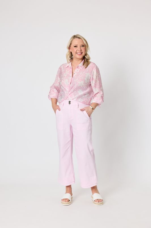 Gordon Smith Hudson Crop Denim Jean / Pale Pink 49476