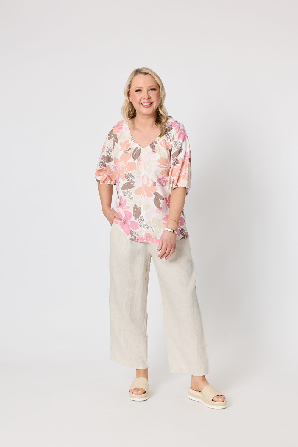 Gordon Smith Amalfi Rose Print Top / Pink/Multi 50323