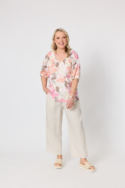 Gordon Smith Amalfi Rose Print Top / Pink/Multi 50323
