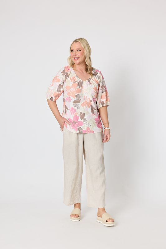 Gordon Smith Amalfi Rose Print Top / Pink/Multi 50323