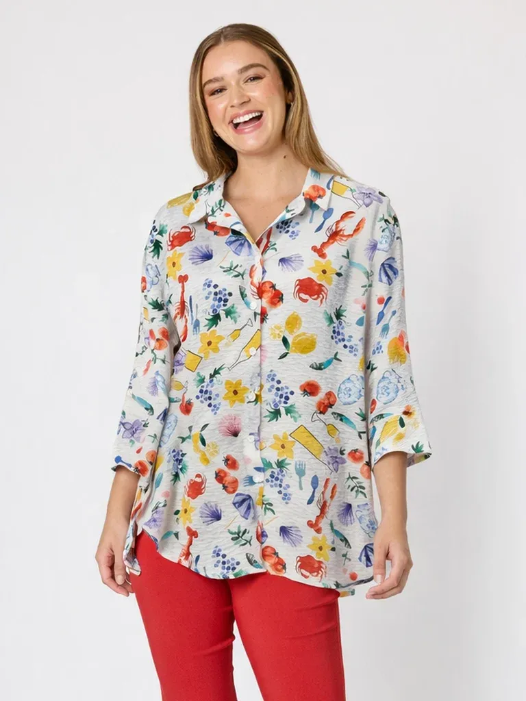 Threadz Picnic Print Shirt / Azure Multi 50340