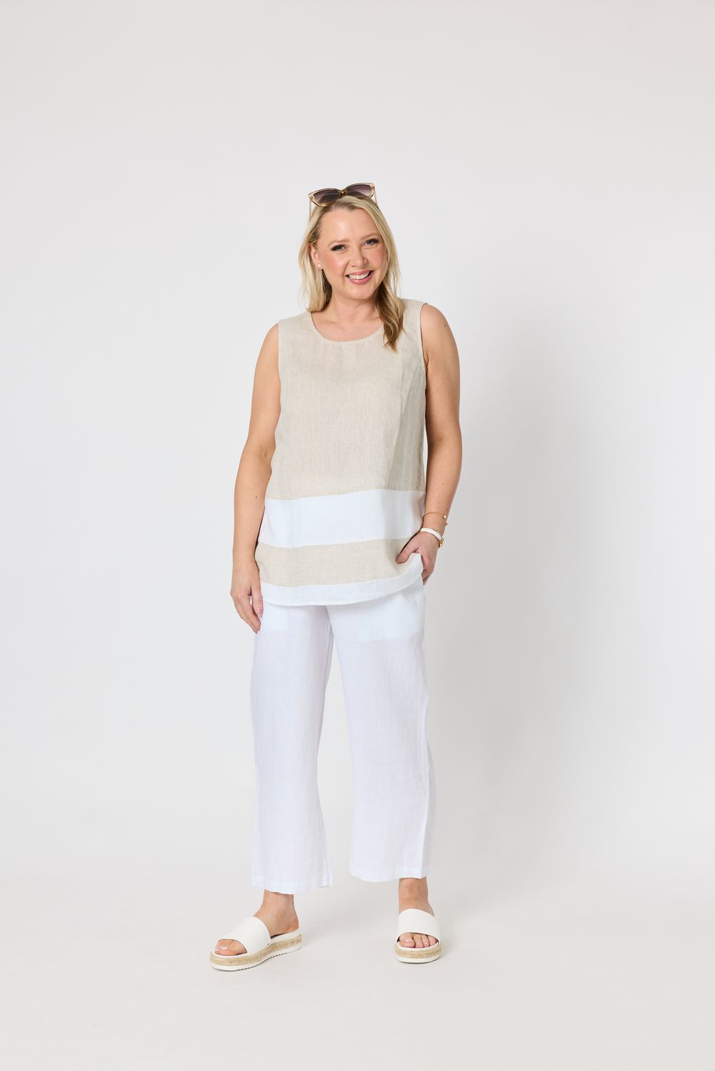 Gordon Smith Chloe Linen Top / Natural White 49455