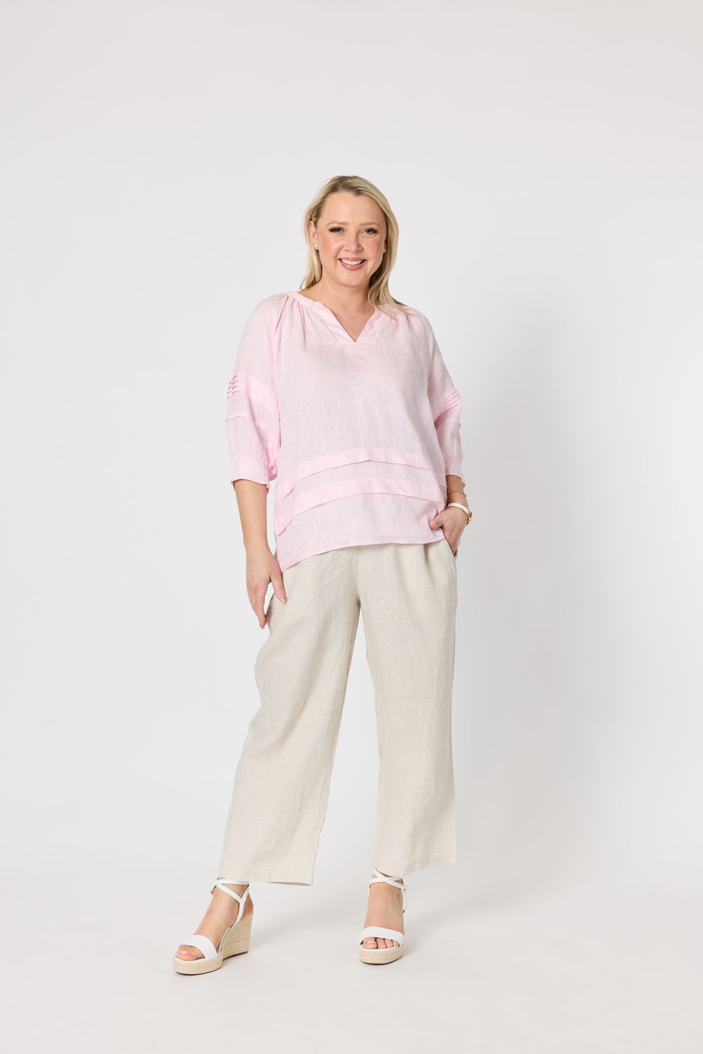 Gordon Smith Kate Linen Top / Pale Pink 49541