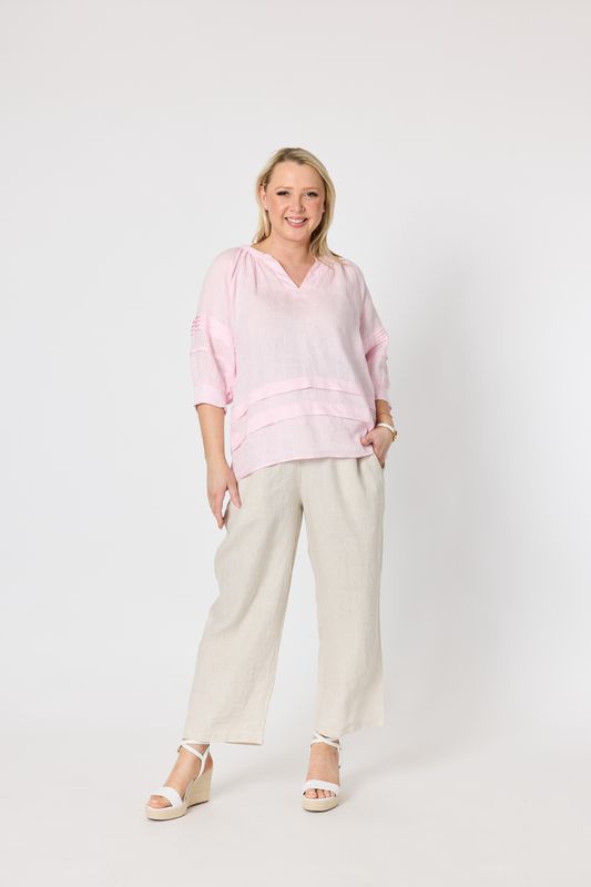 Gordon Smith Kate Linen Top / Pale Pink 49541