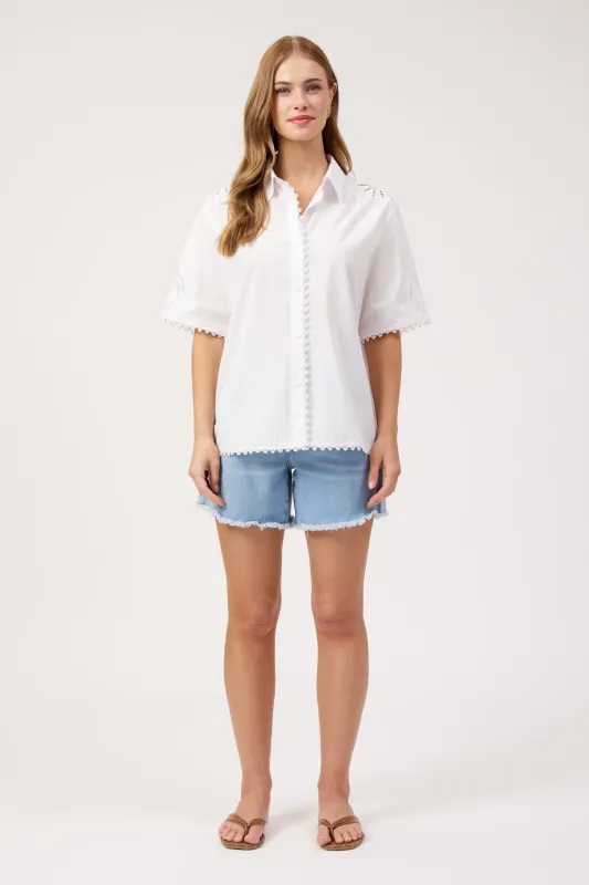 Haven - Larissa Broderie Shirt - White