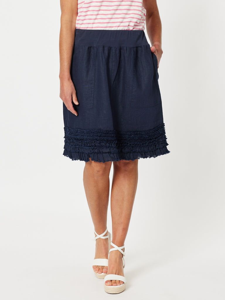 Gordon Smith - Ruffle Hem Skirt / Navy 37383